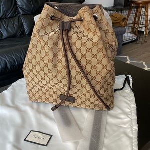 Gucci vintage canvas drawstring backpack